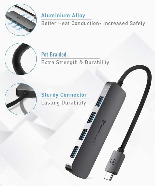 vaku-luxos®-ultros-4in1-4xusb-c-3-0-hub-grey8905129020811
