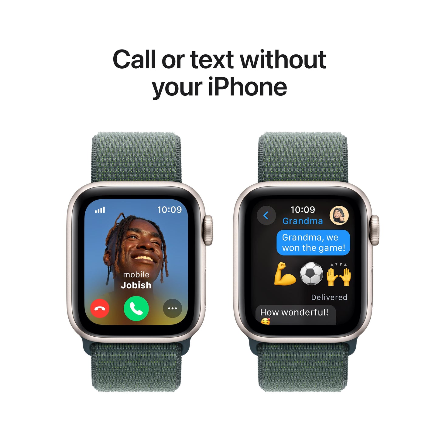 Apple Watch SE GPS + Cellular 40mm Starlight Aluminium Case with Lake Green Sport Loop