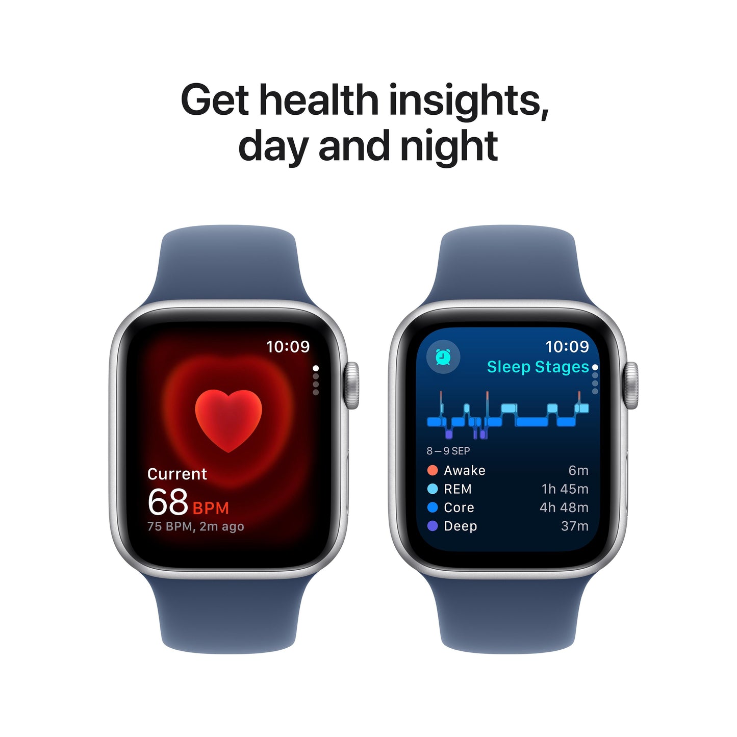 Apple Watch SE GPS + Cellular 44mm Silver Aluminium Case with Denim Sport Band - S/M