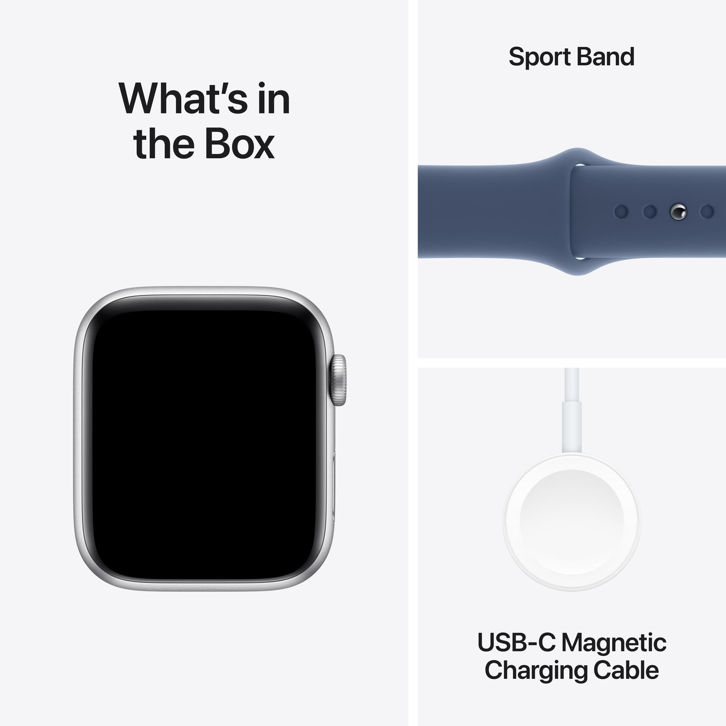 Apple Watch SE GPS + Cellular 44mm Silver Aluminium Case with Denim Sport Band - S/M