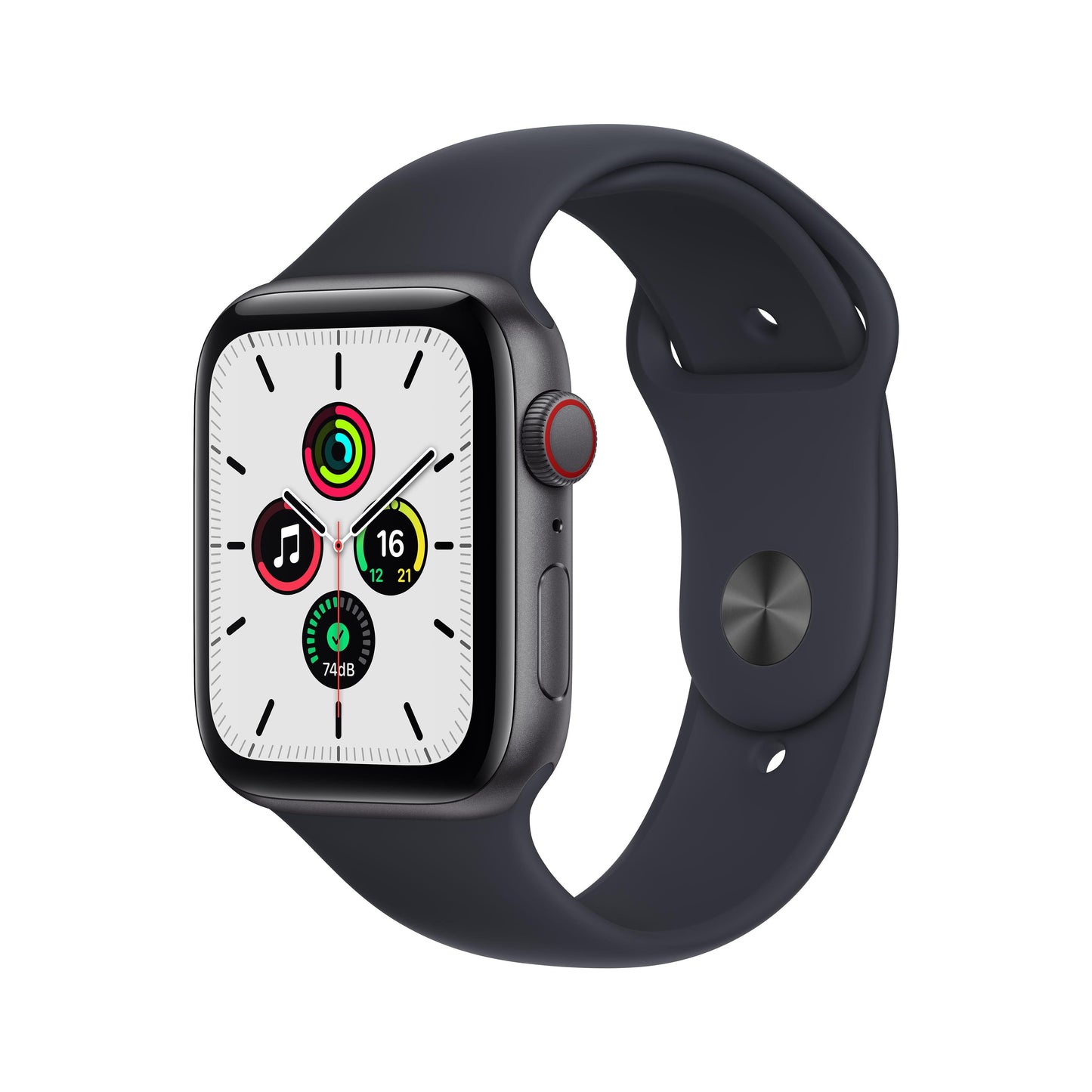 Apple Watch SE GPS + Cellular, 44mm Space Grey Aluminium Case with Midnight Sport Band - Regular