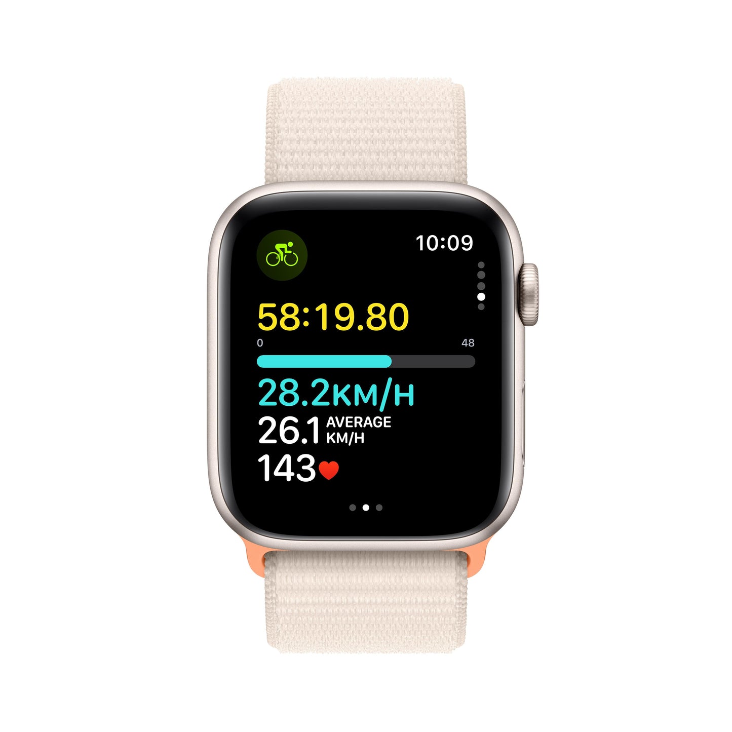 Apple Watch SE GPS + Cellular 44mm Starlight Aluminium Case with Starlight Sport Loop
