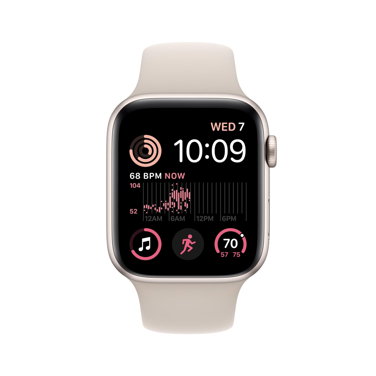 Apple Watch SE GPS + Cellular 44mm Starlight Aluminium Case with Starlight Sport Band - Regular