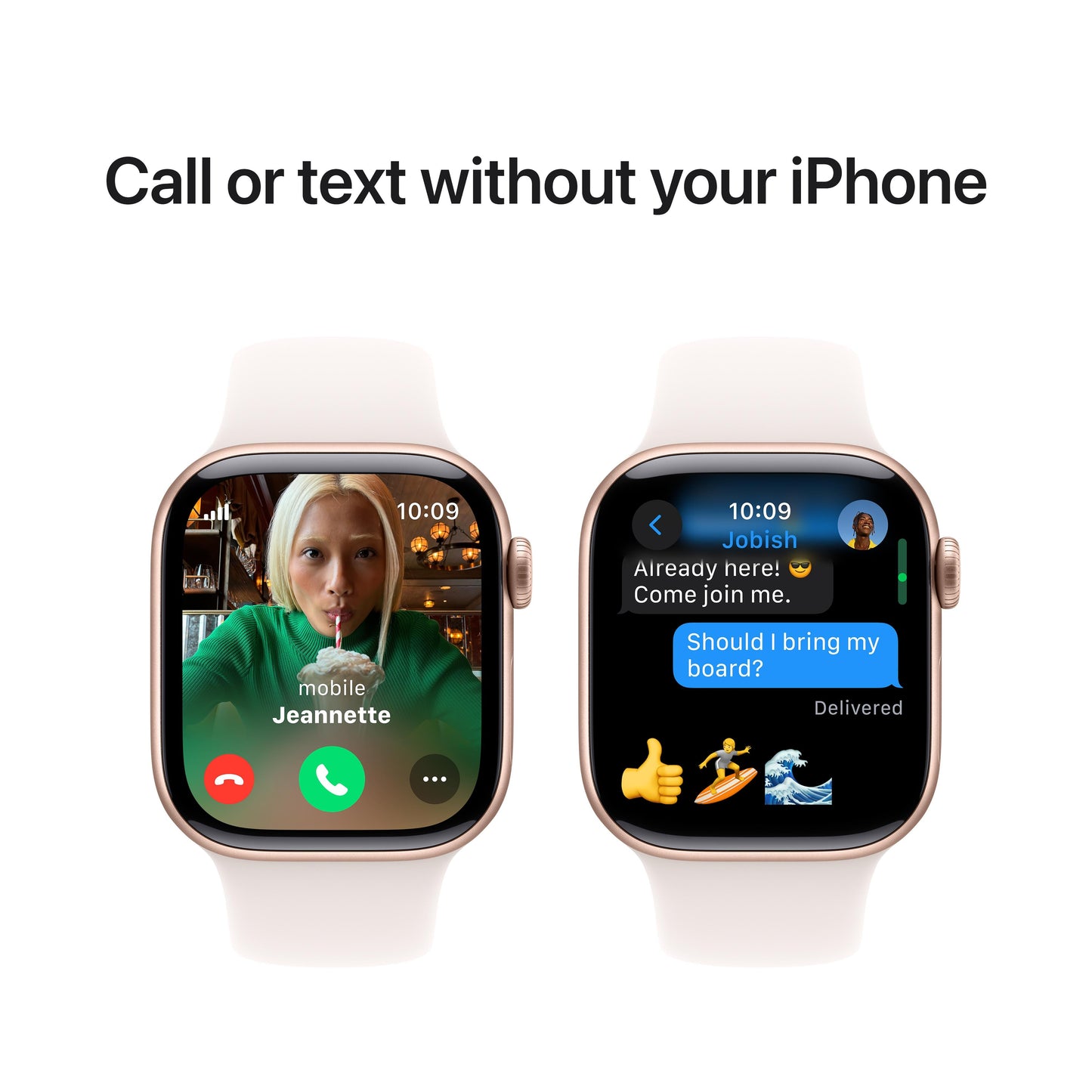 Apple Watch Series 10 GPS + Cellular 42mm Rose Gold Aluminium Case with Light Blush Sport Band - M/L