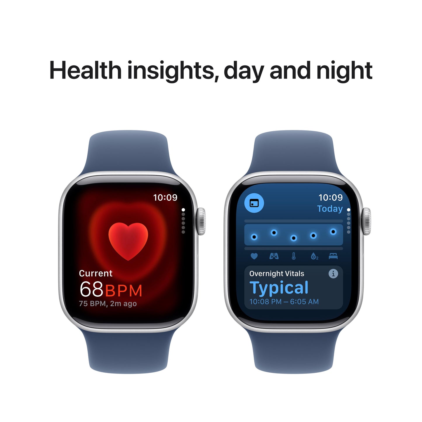 Apple Watch Series 10 GPS + Cellular 42mm Silver Aluminium Case with Denim Sport Band - M/L