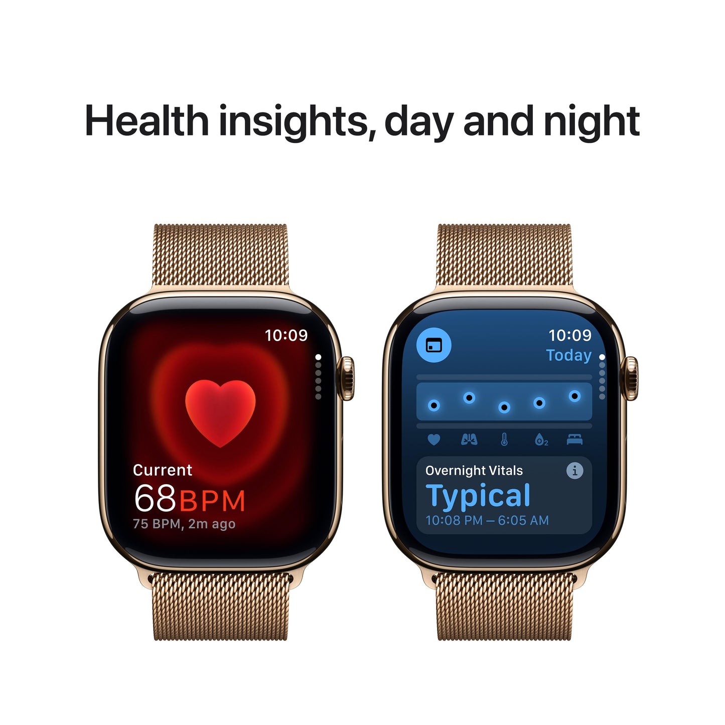 Apple Watch Series 10 GPS + Cellular 46mm Gold Titanium Case with Gold Milanese Loop - M/L
