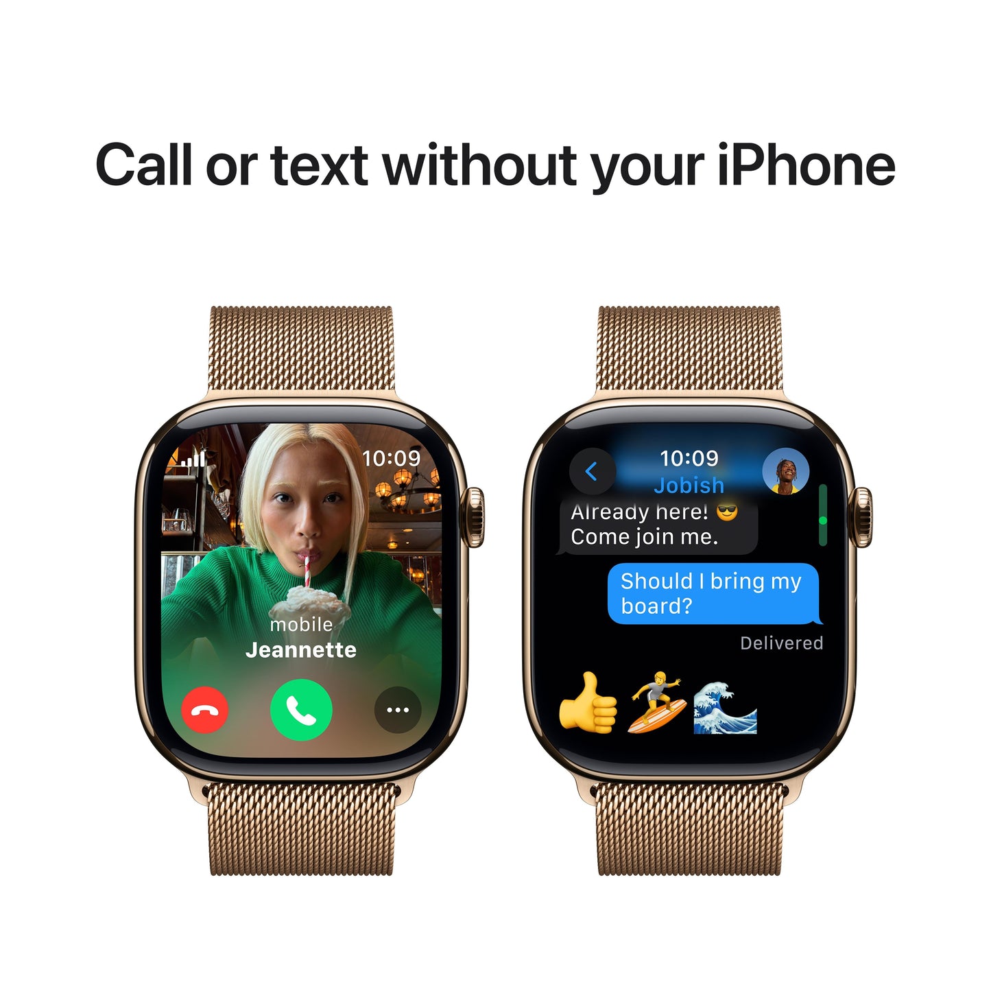 Apple Watch Series 10 GPS + Cellular 46mm Gold Titanium Case with Gold Milanese Loop - M/L