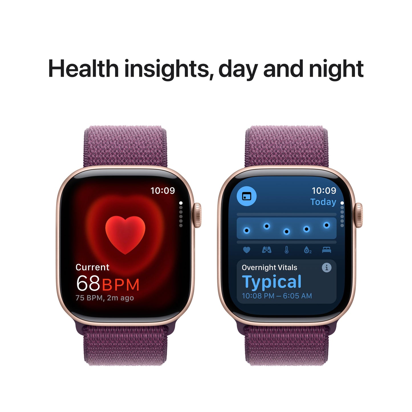 Apple Watch Series 10 GPS + Cellular 46mm Rose Gold Aluminium Case with Plum Sport Loop