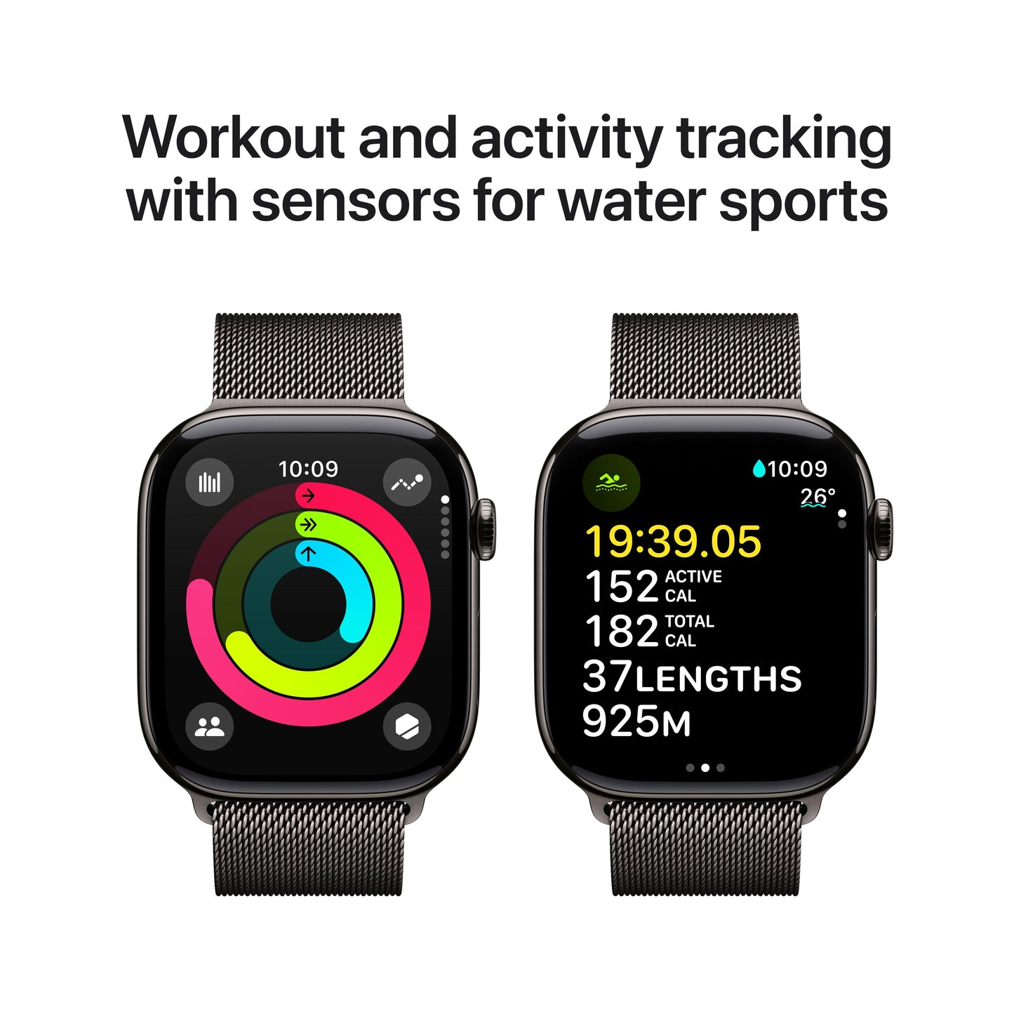 Apple Watch Series 10 GPS + Cellular 46mm Slate Titanium Case with Slate Milanese Loop - M/L