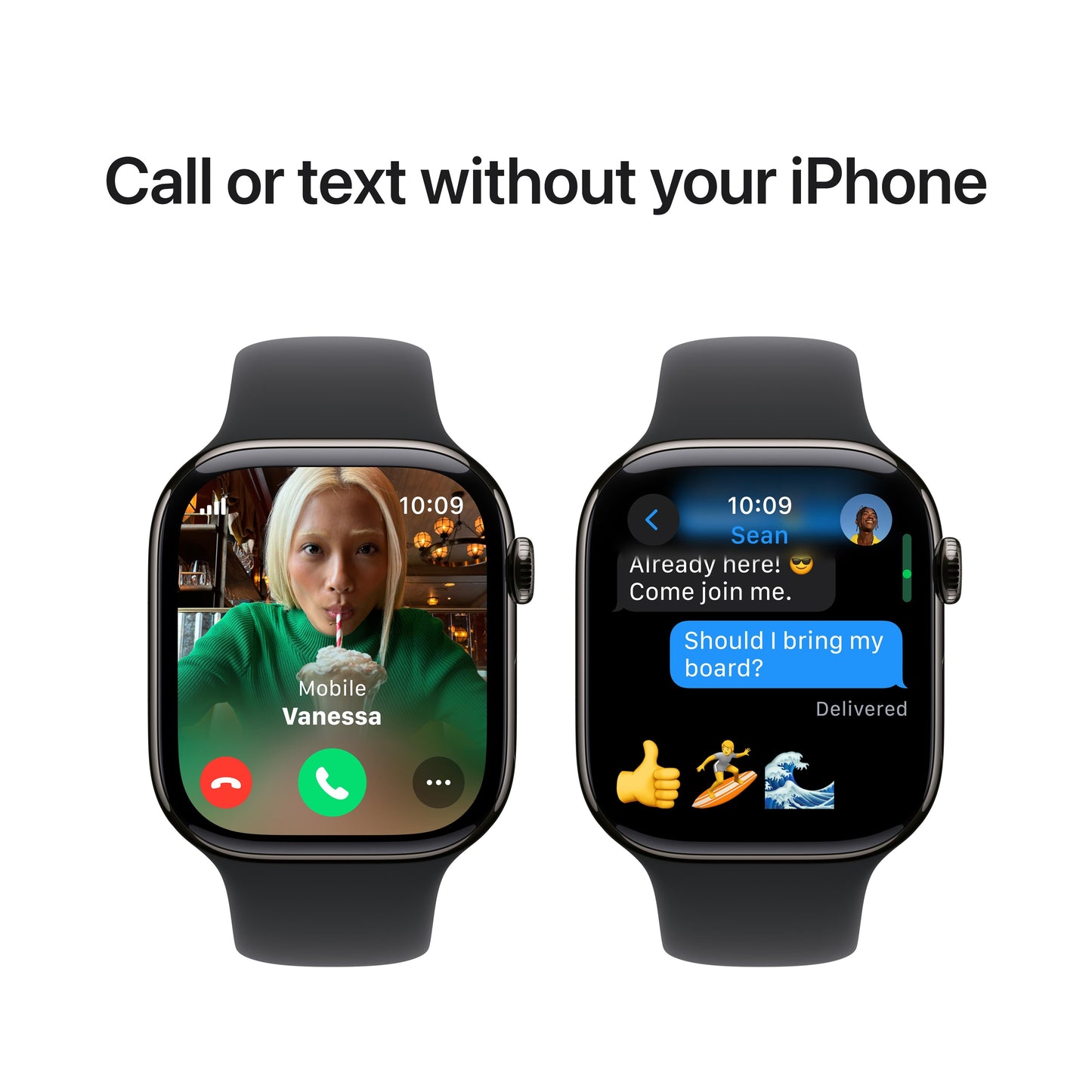 Apple Watch Series 10 GPS + Cellular 46mm Slate Titanium Case with Black Sport Band - M/L