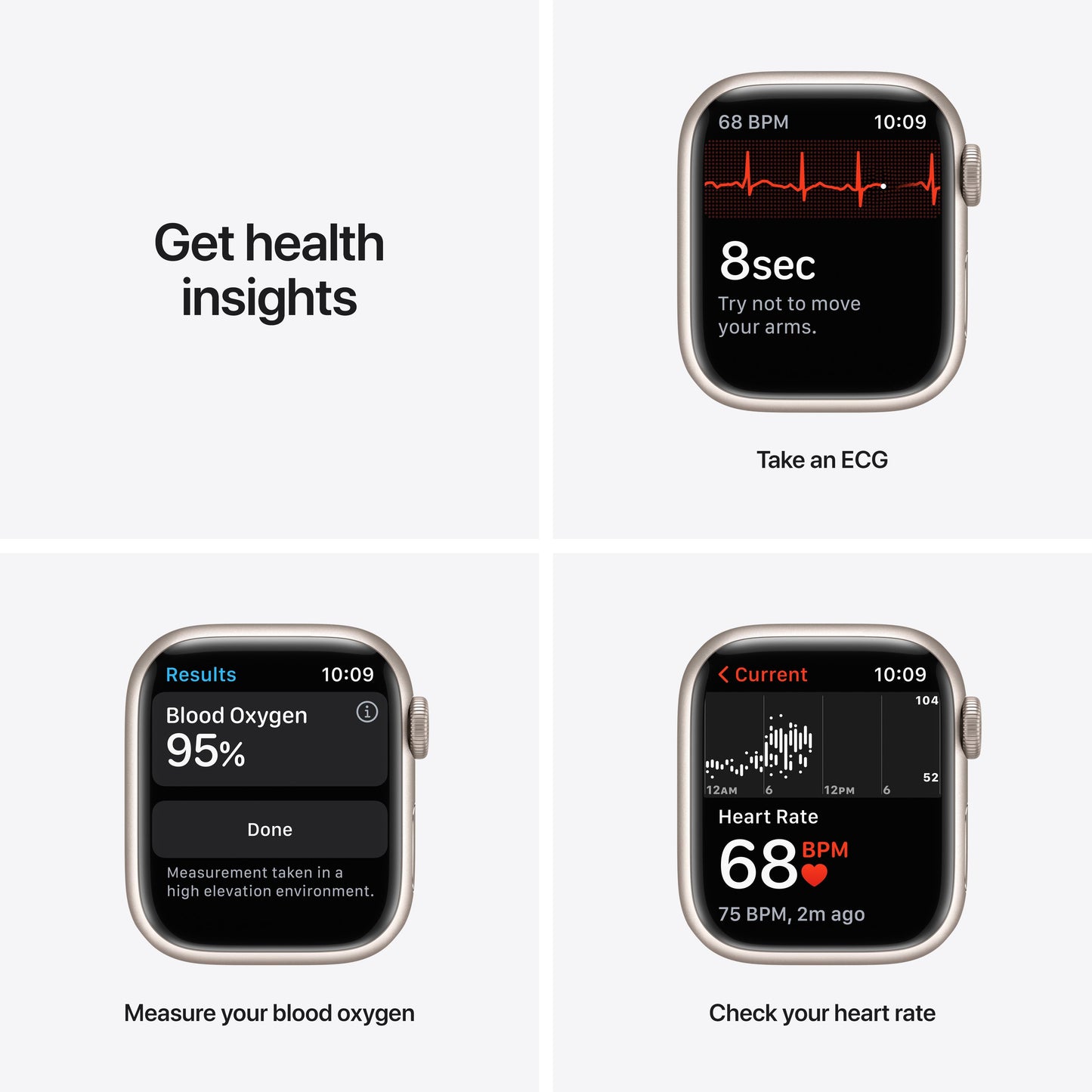 Apple Watch Nike Series 7 GPS + Cellular, 41mm Starlight Aluminium Case with Pure Platinum/Black Nike Sport Band - Regular