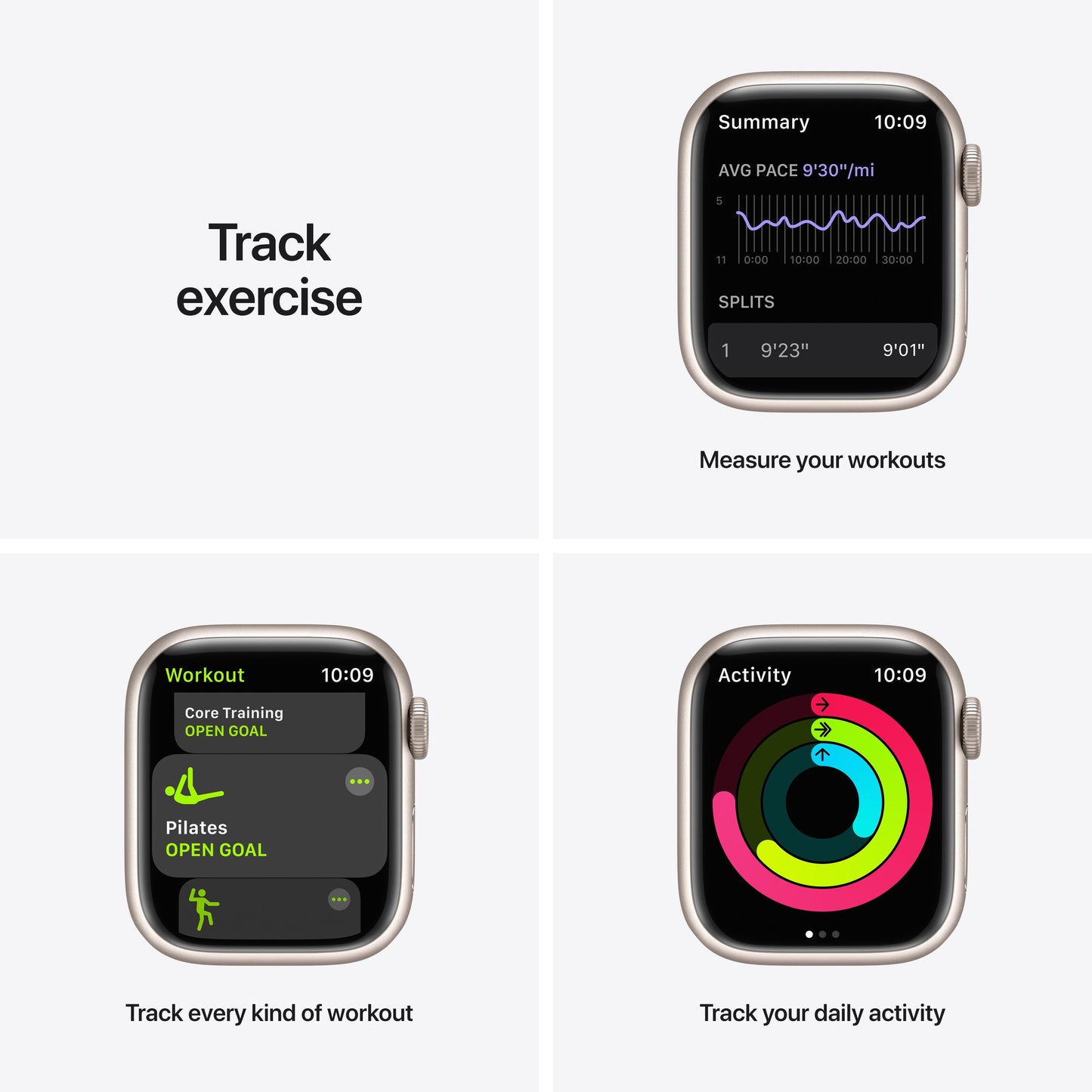 Apple Watch Nike Series 7 GPS + Cellular, 41mm Starlight Aluminium Case with Pure Platinum/Black Nike Sport Band - Regular