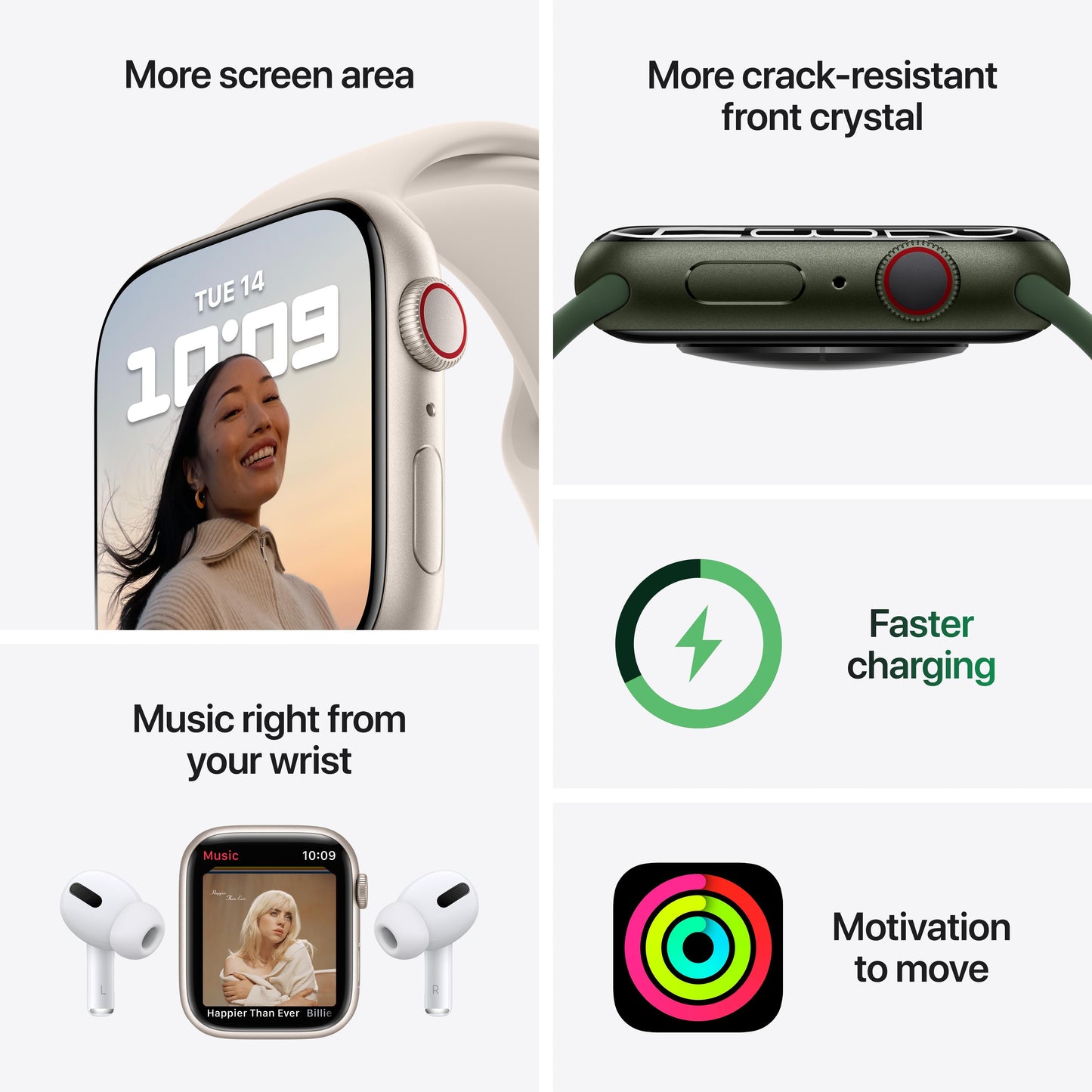 Apple Watch Nike Series 7 GPS + Cellular, 41mm Starlight Aluminium Case with Pure Platinum/Black Nike Sport Band - Regular