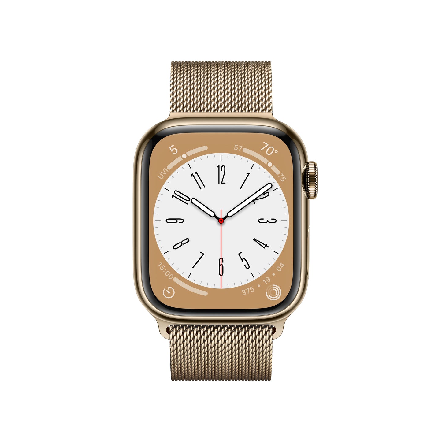 Apple Watch Series 8 GPS + Cellular 41mm Gold Stainless Steel Case with Gold Milanese Loop