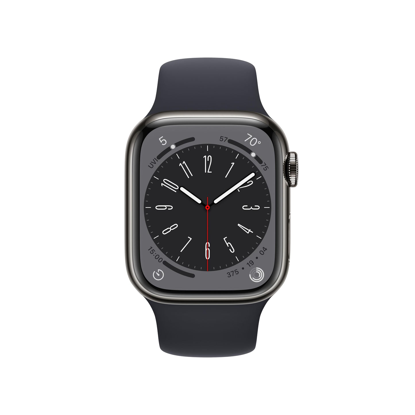 Apple Watch Series 8 GPS + Cellular 41mm Graphite Stainless Steel Case with Midnight Sport Band - Regular