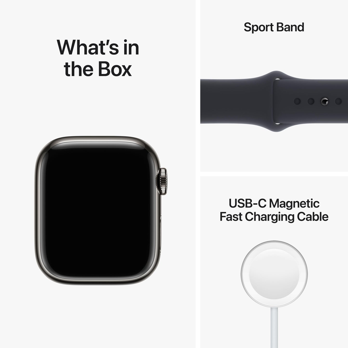 Apple Watch Series 8 GPS + Cellular 41mm Graphite Stainless Steel Case with Midnight Sport Band - Regular