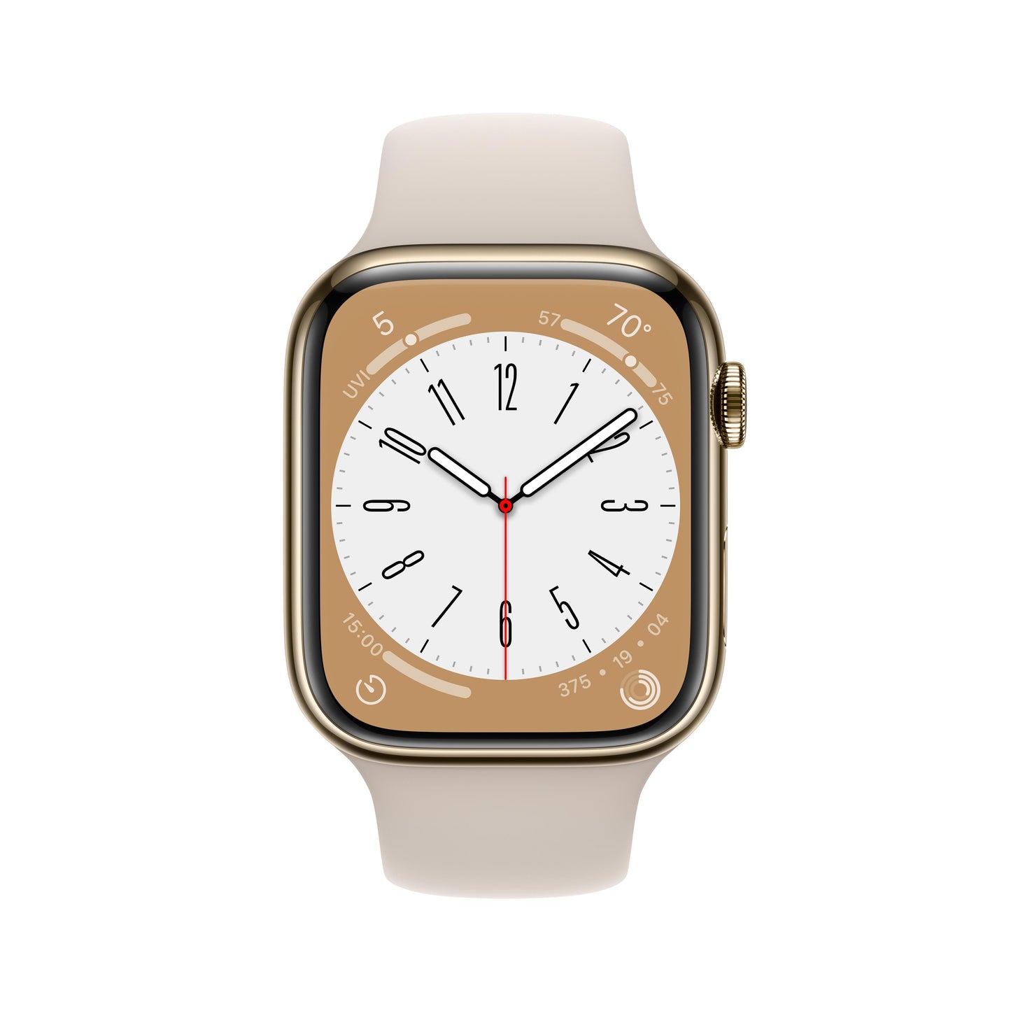 Apple Watch Series 8 GPS + Cellular 41mm Gold Stainless Steel Case with Starlight Sport Band - Regular
