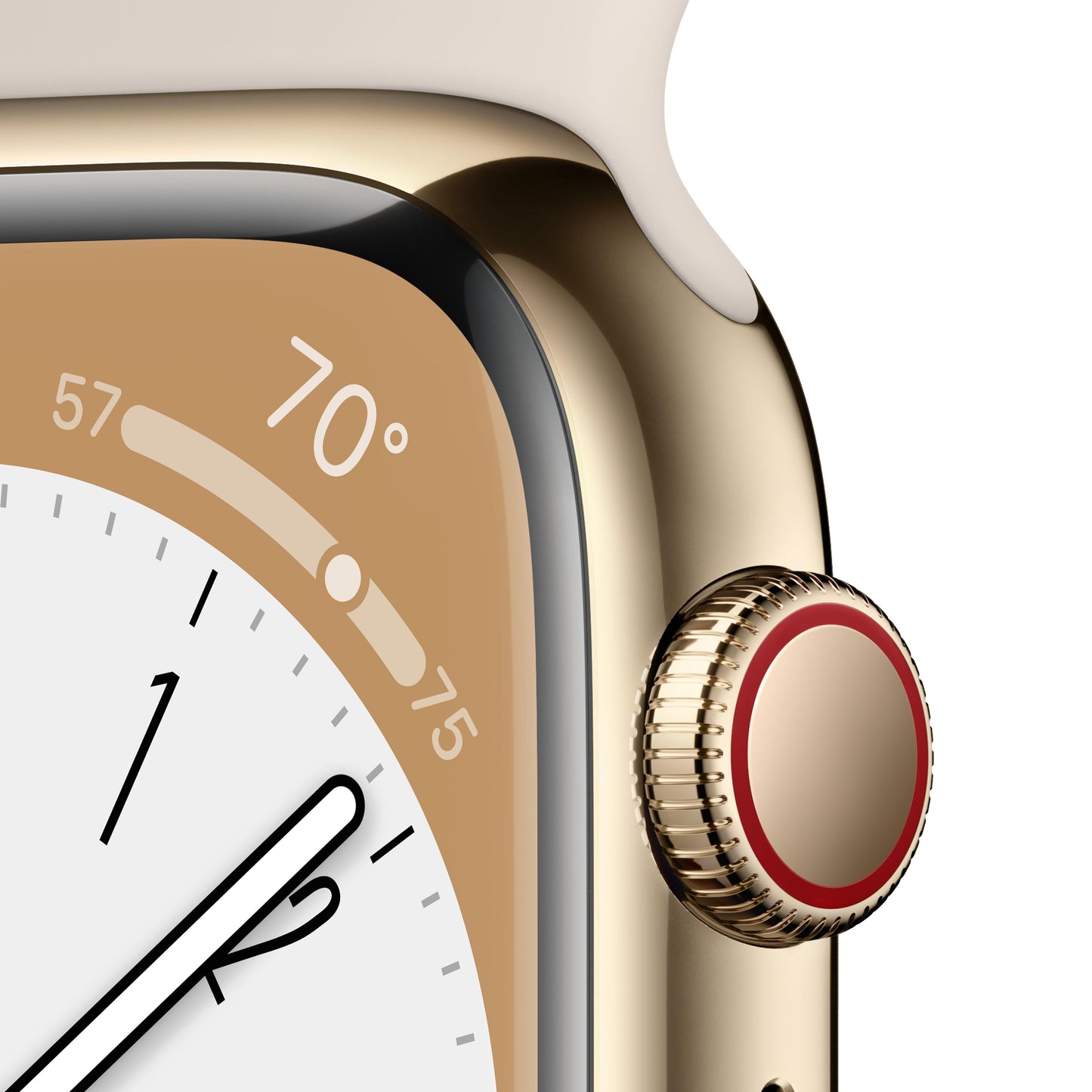 Apple Watch Series 8 GPS + Cellular 45mm Gold Stainless Steel Case with Starlight Sport Band - Regular