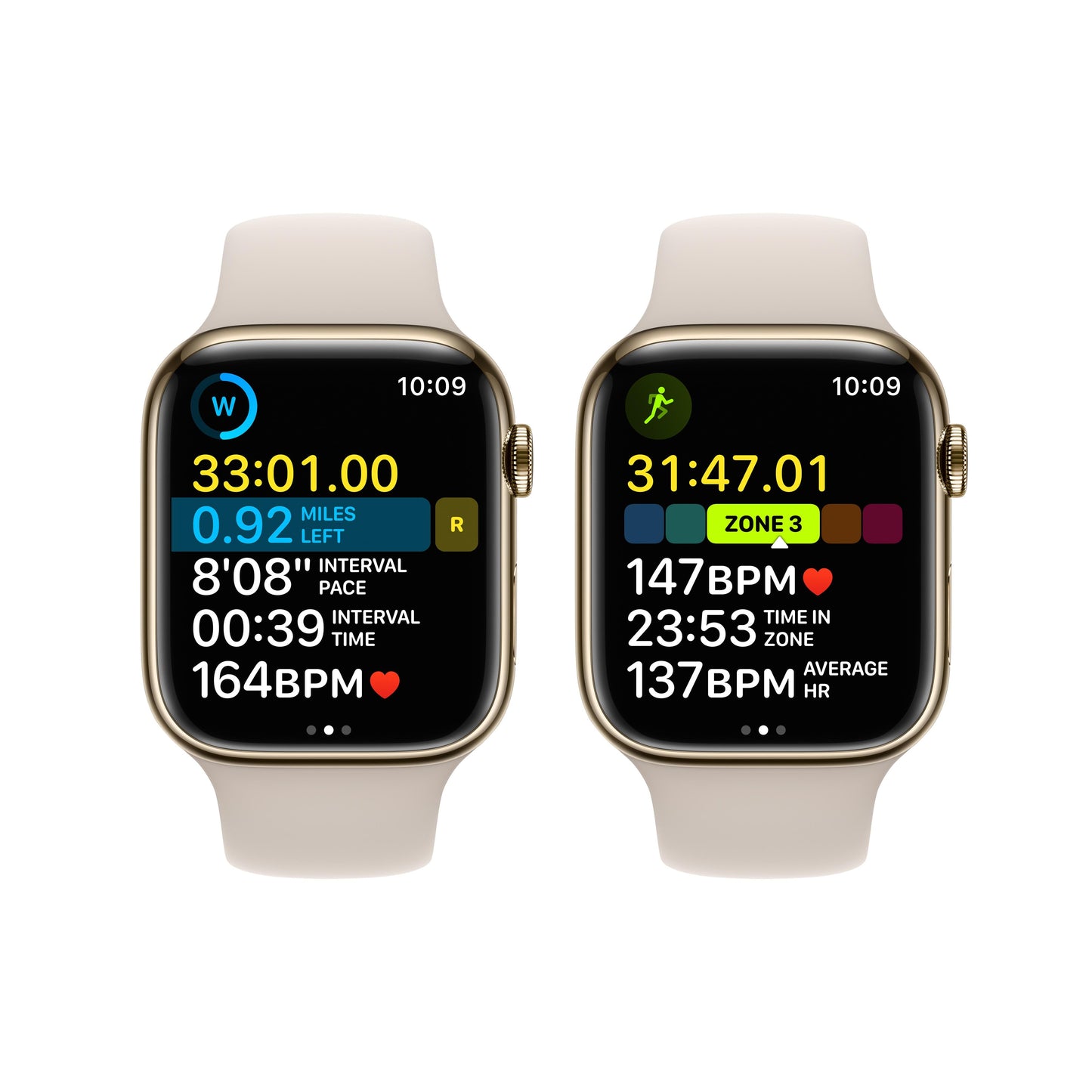 Apple Watch Series 8 GPS + Cellular 41mm Gold Stainless Steel Case with Starlight Sport Band - Regular