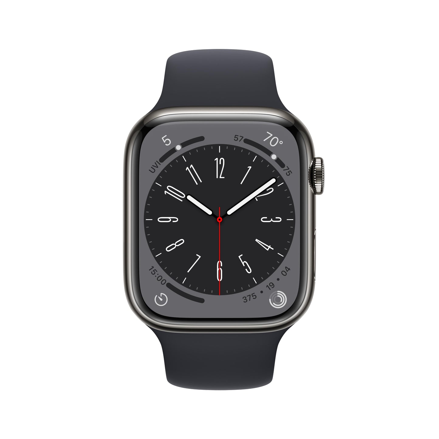 Apple Watch Series 8 GPS + Cellular 45mm Graphite Stainless Steel Case with Midnight Sport Band - Regular