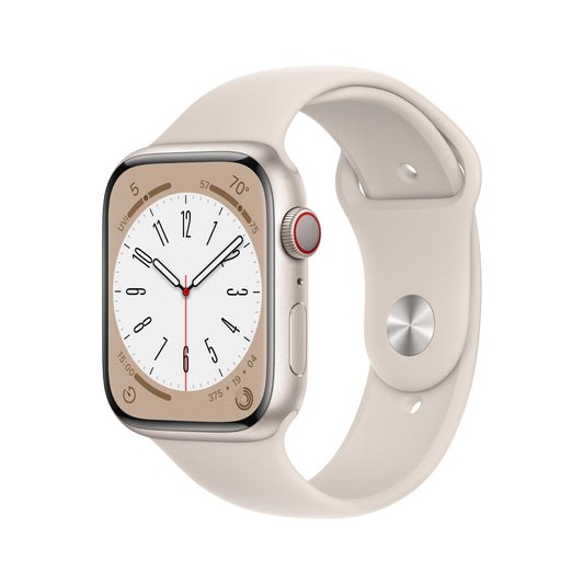Apple Watch Series 8 GPS + Cellular 45mm Starlight Aluminium Case with Starlight Sport Band - Regular