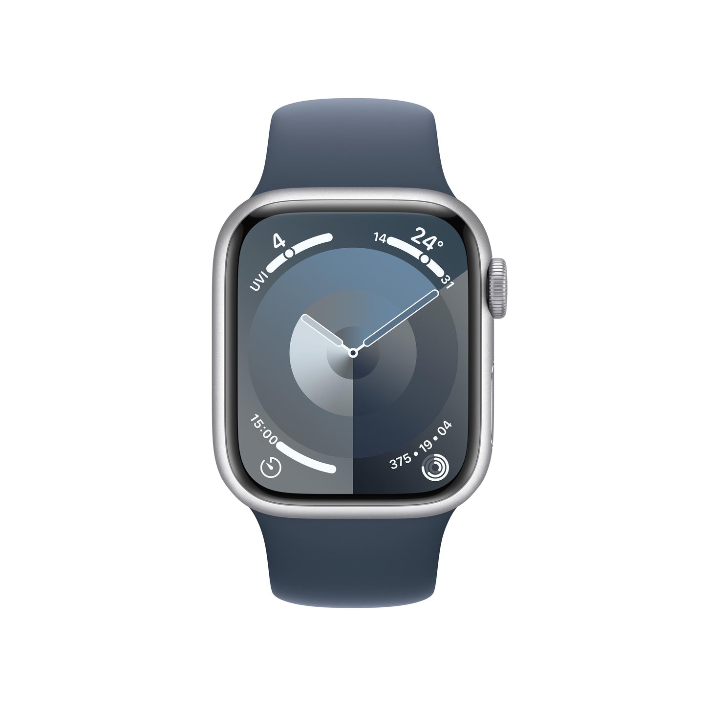 Apple Watch Series 9 GPS + Cellular 41mm Silver Aluminium Case with Storm Blue Sport Band - S/M