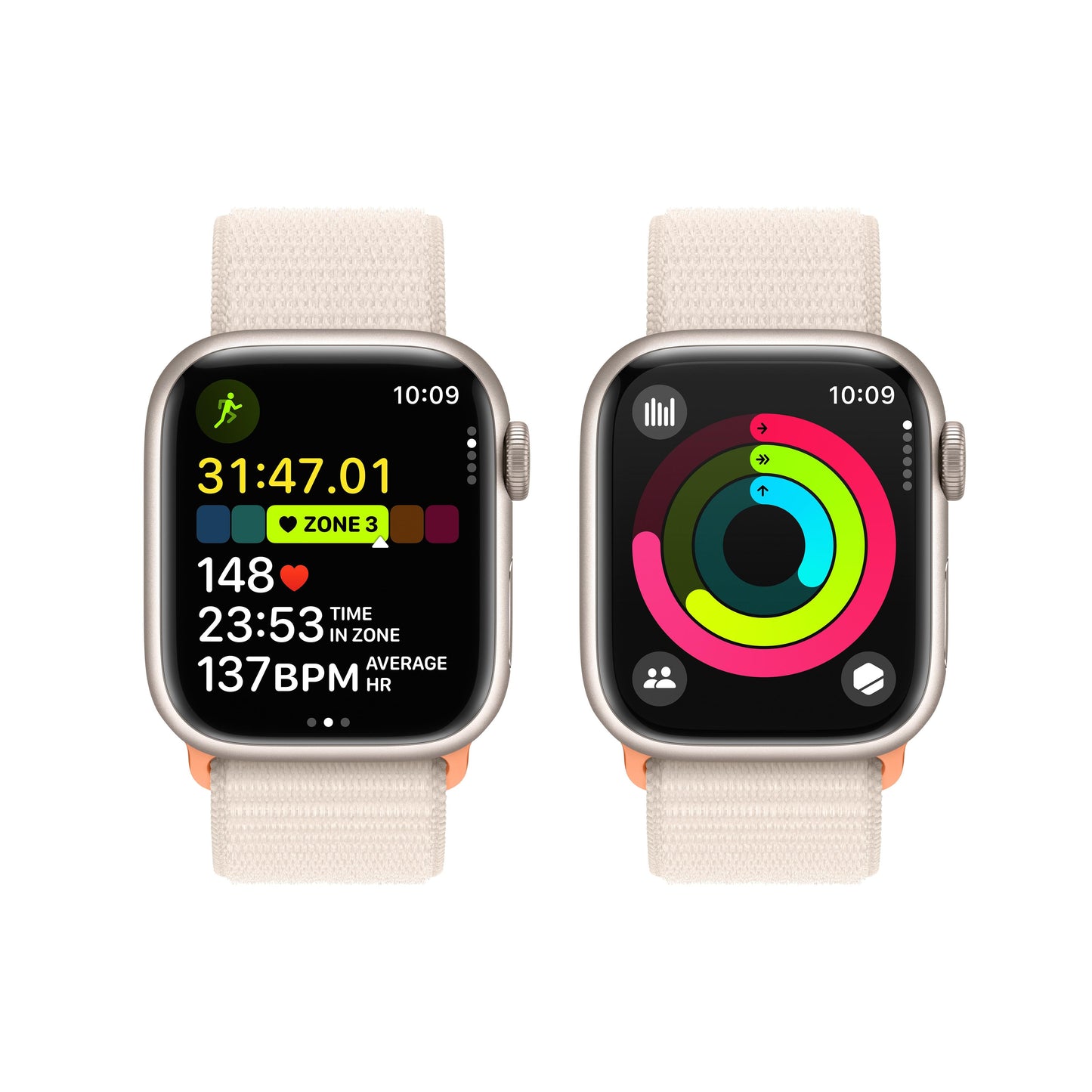 Apple Watch Series 9 GPS + Cellular 41mm Starlight Aluminium Case with Starlight Sport Loop