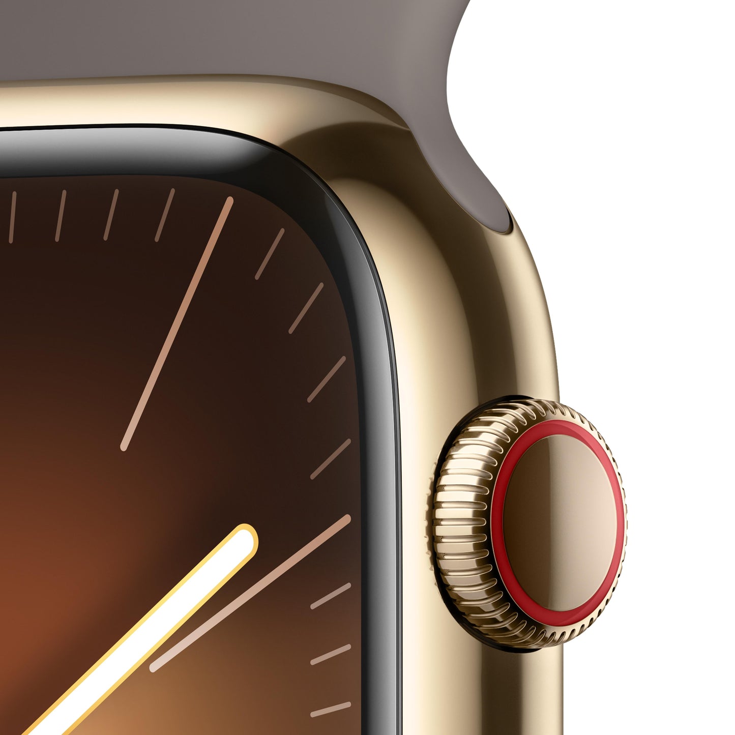 Apple Watch Series 9 GPS + Cellular 45mm Gold Stainless Steel Case with Clay Sport Band - S/M