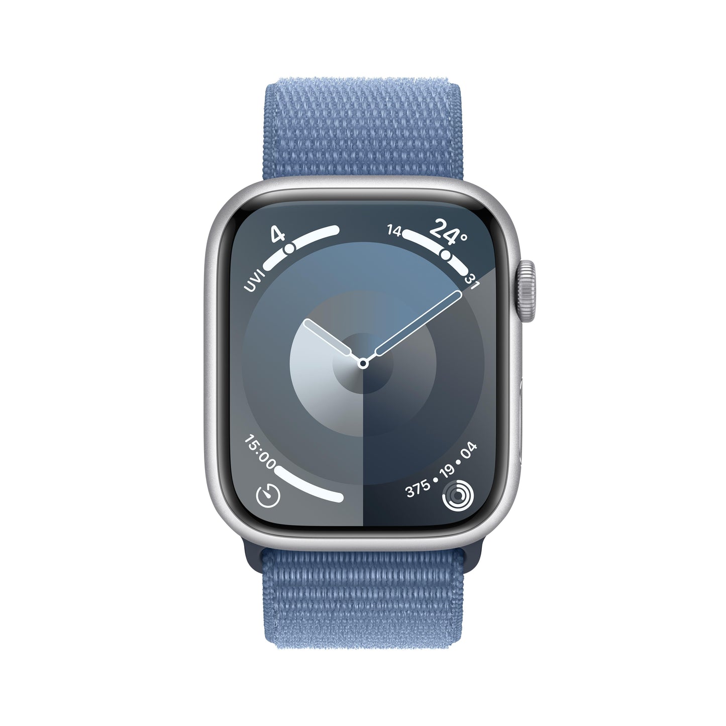 Apple Watch Series 9 GPS + Cellular 45mm Silver Aluminium Case with Winter Blue Sport Loop