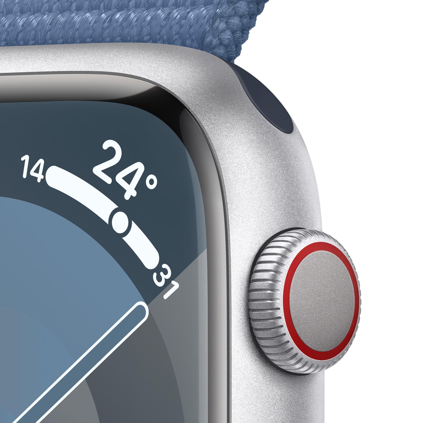 Apple Watch Series 9 GPS + Cellular 45mm Silver Aluminium Case with Winter Blue Sport Loop