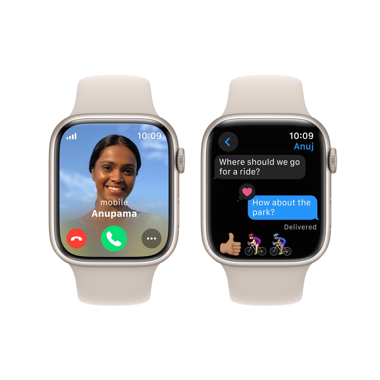 Apple Watch Series 9 GPS + Cellular 45mm Starlight Aluminium Case with Starlight Sport Band - S/M