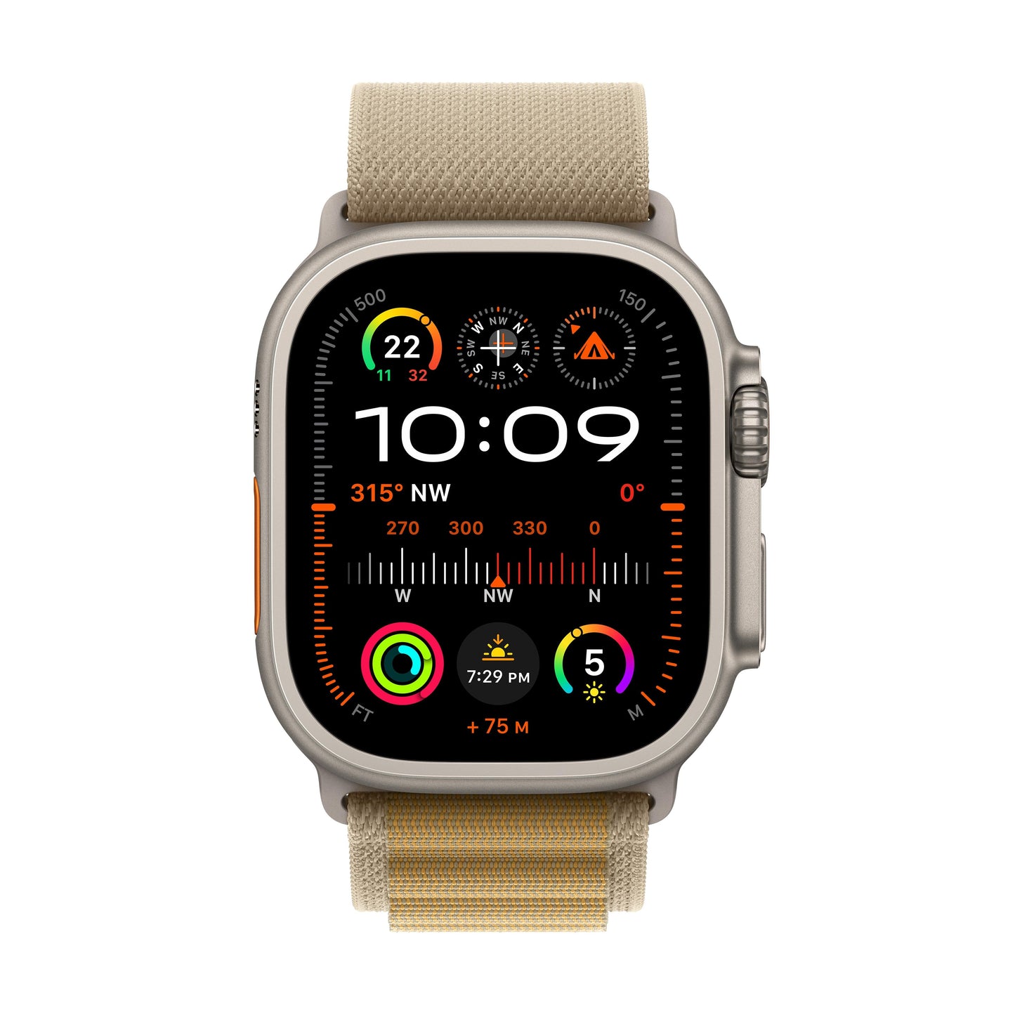 Apple Watch Ultra 2 GPS + Cellular 49mm Natural Titanium Case with Tan Alpine Loop - S