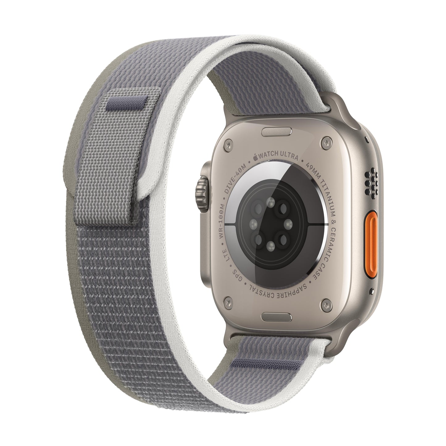 Apple Watch Ultra 2 GPS + Cellular 49mm Titanium Case with Green/Grey Trail Loop - M/L