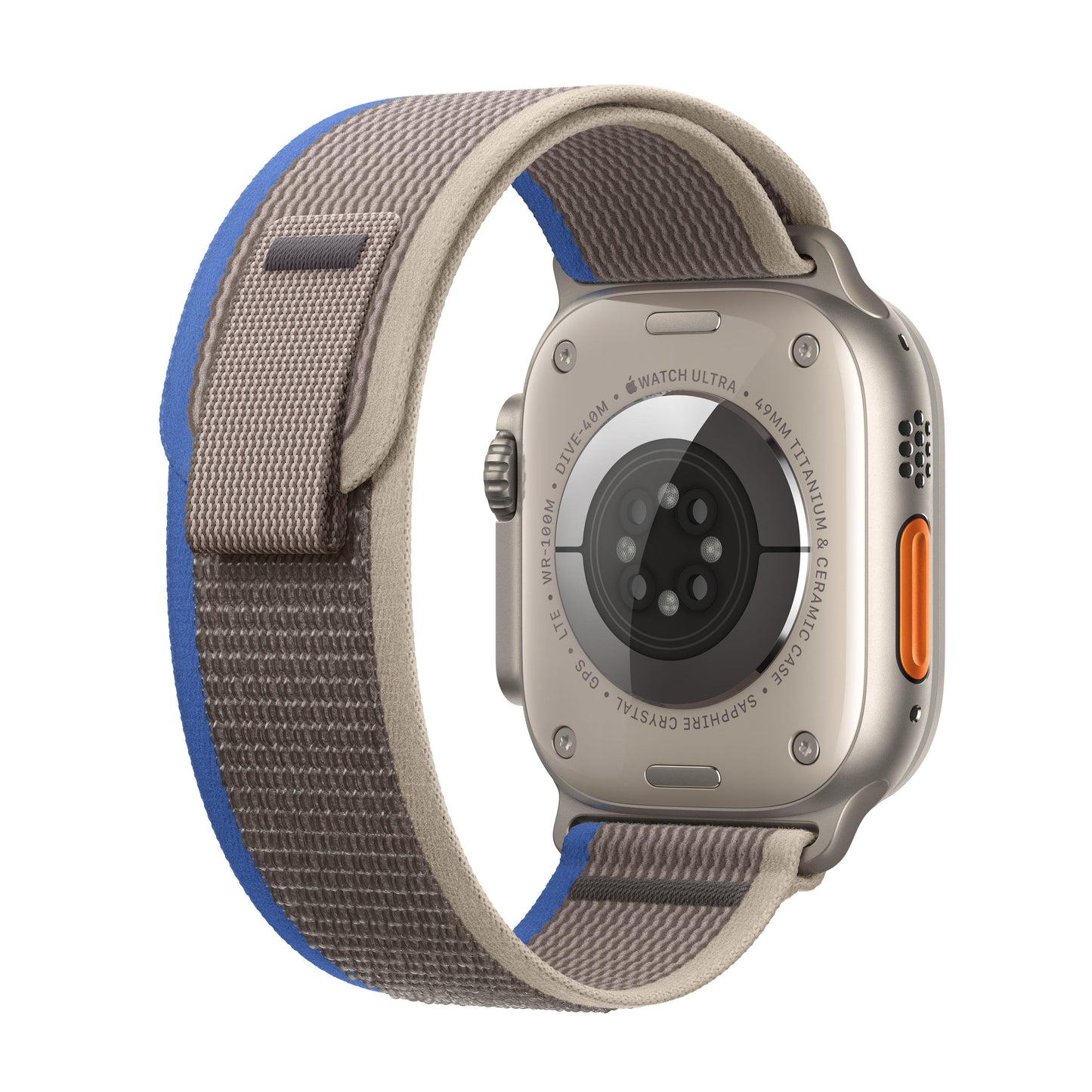 Apple Watch Ultra GPS + Cellular, 49mm Titanium Case with Blue/Grey Trail Loop - M/L