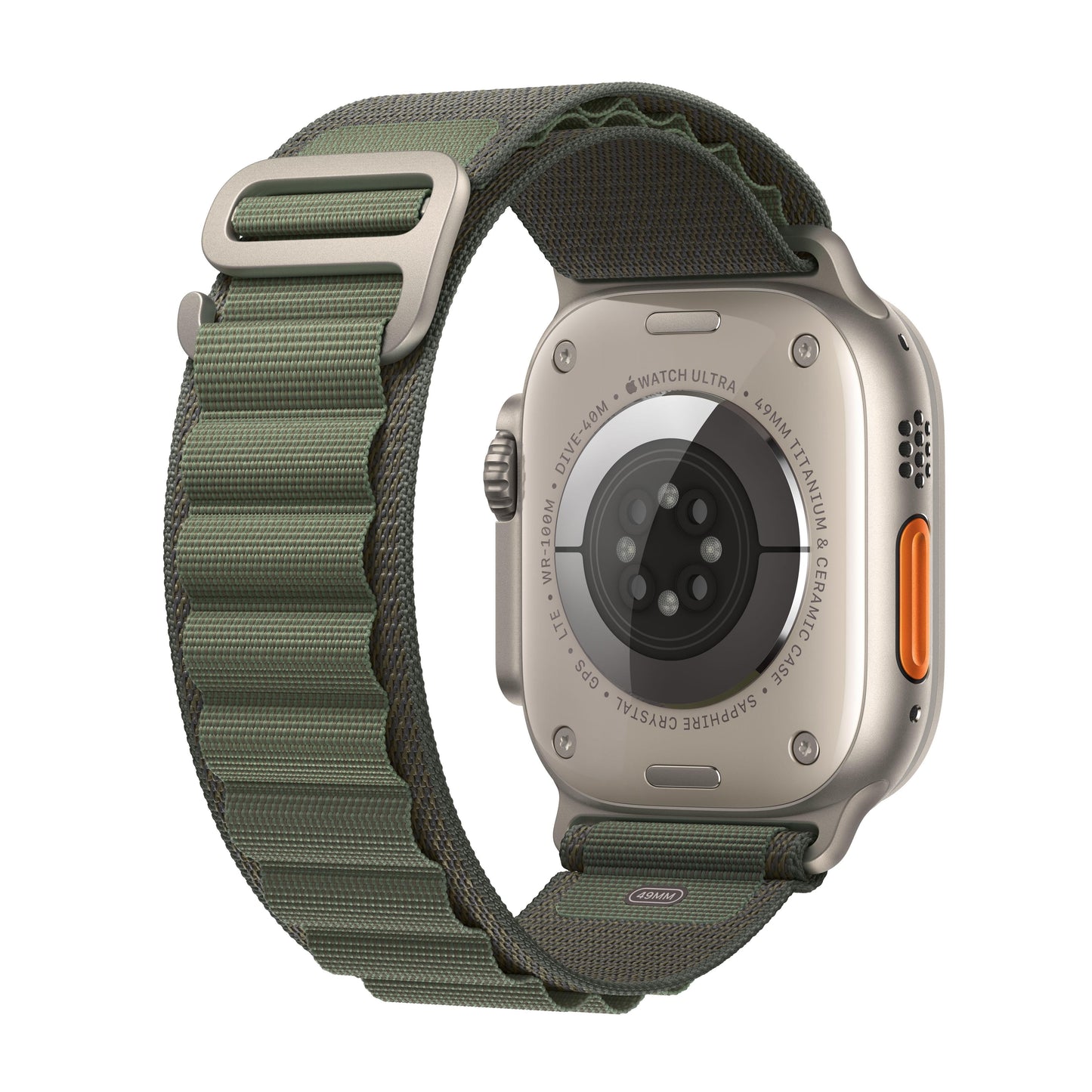 Apple Watch Ultra GPS + Cellular, 49mm Titanium Case with Green Alpine Loop - Medium