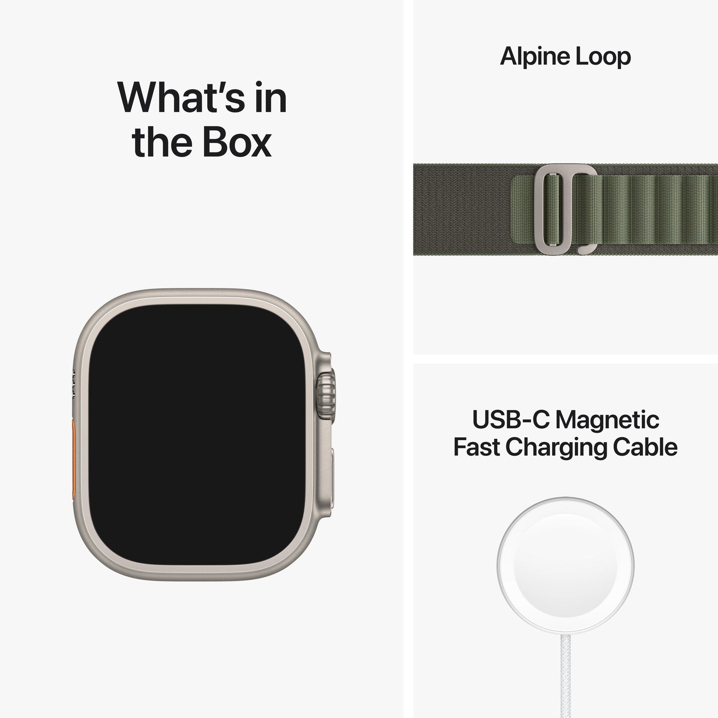 Apple Watch Ultra GPS + Cellular, 49mm Titanium Case with Green Alpine Loop - Small