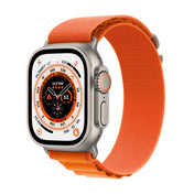 Apple Watch Ultra GPS + Cellular, 49mm Titanium Case with Orange Alpine Loop - Small