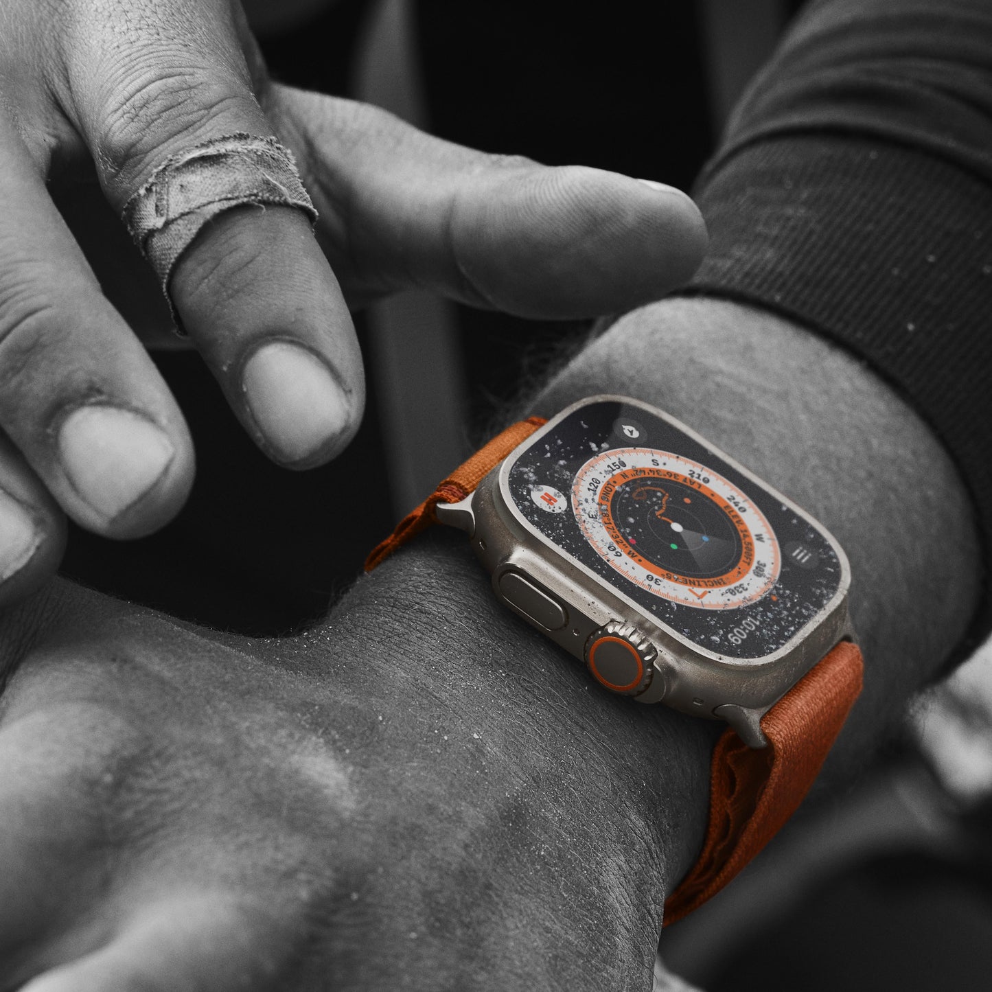 Apple Watch Ultra GPS + Cellular, 49mm Titanium Case with Orange Alpine Loop - Medium
