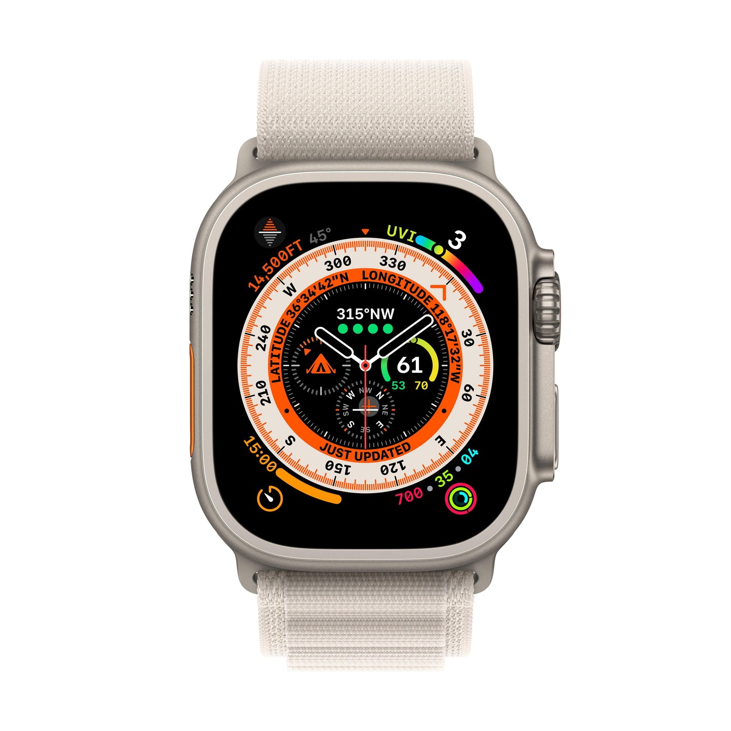 Apple Watch Ultra GPS + Cellular, 49mm Titanium Case with Starlight Alpine Loop - Large