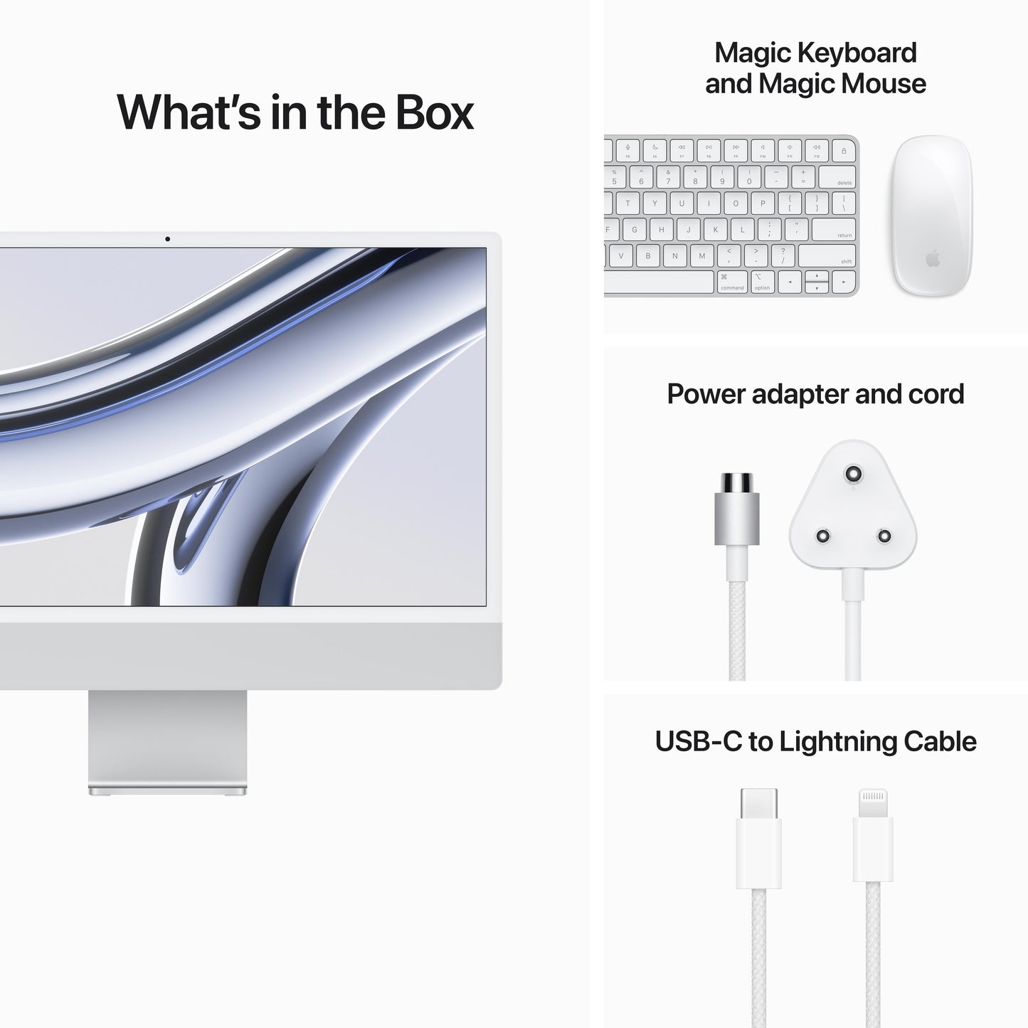24-inch iMac with Retina 4.5K display: Apple M3 chip with 8‑core CPU and 8‑core GPU, 256GB SSD - Silver