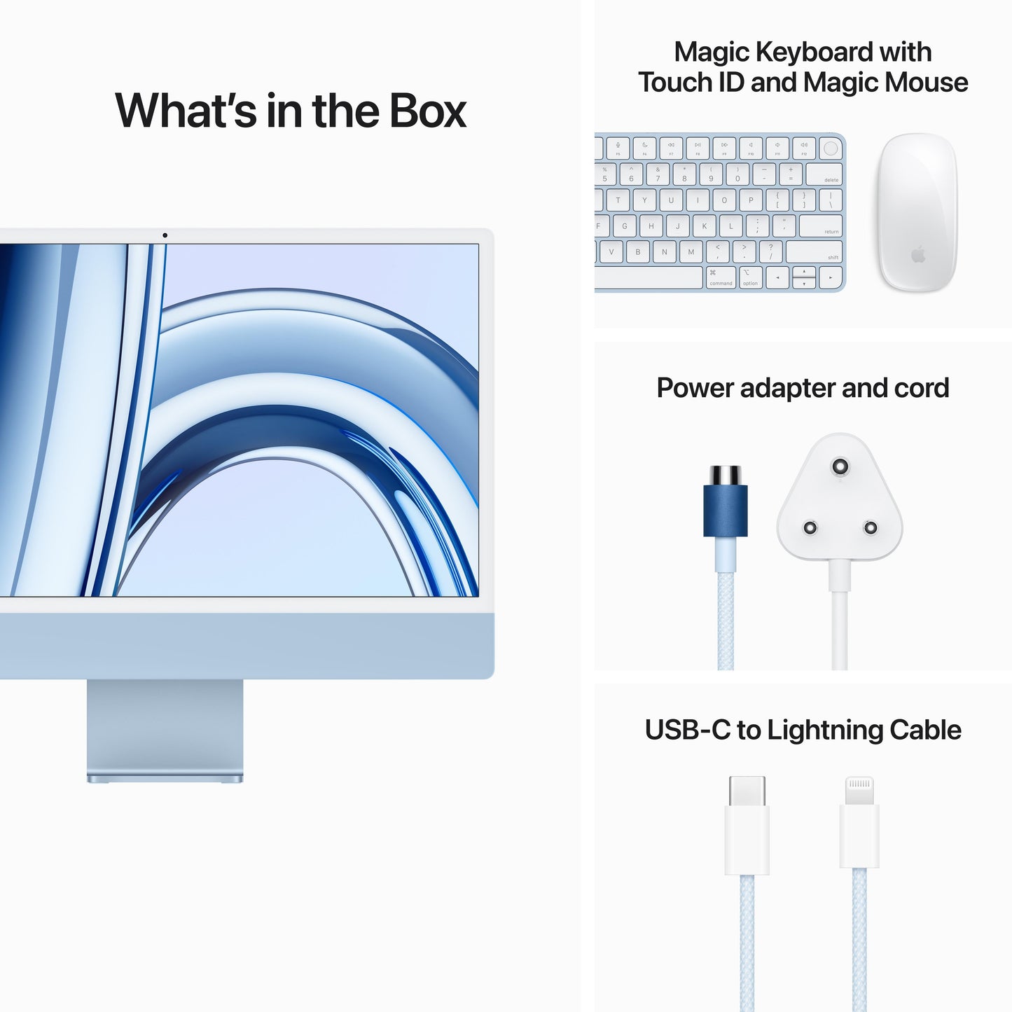 24-inch iMac with Retina 4.5K display: Apple M3 chip with 8‑core CPU and 10‑core GPU, 512GB SSD - Blue